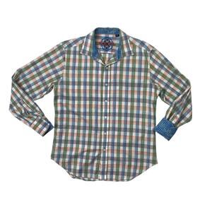 Robert Graham Shirt Mens S Small Cotton Plaid Check Long Sleeve Flip Cuff